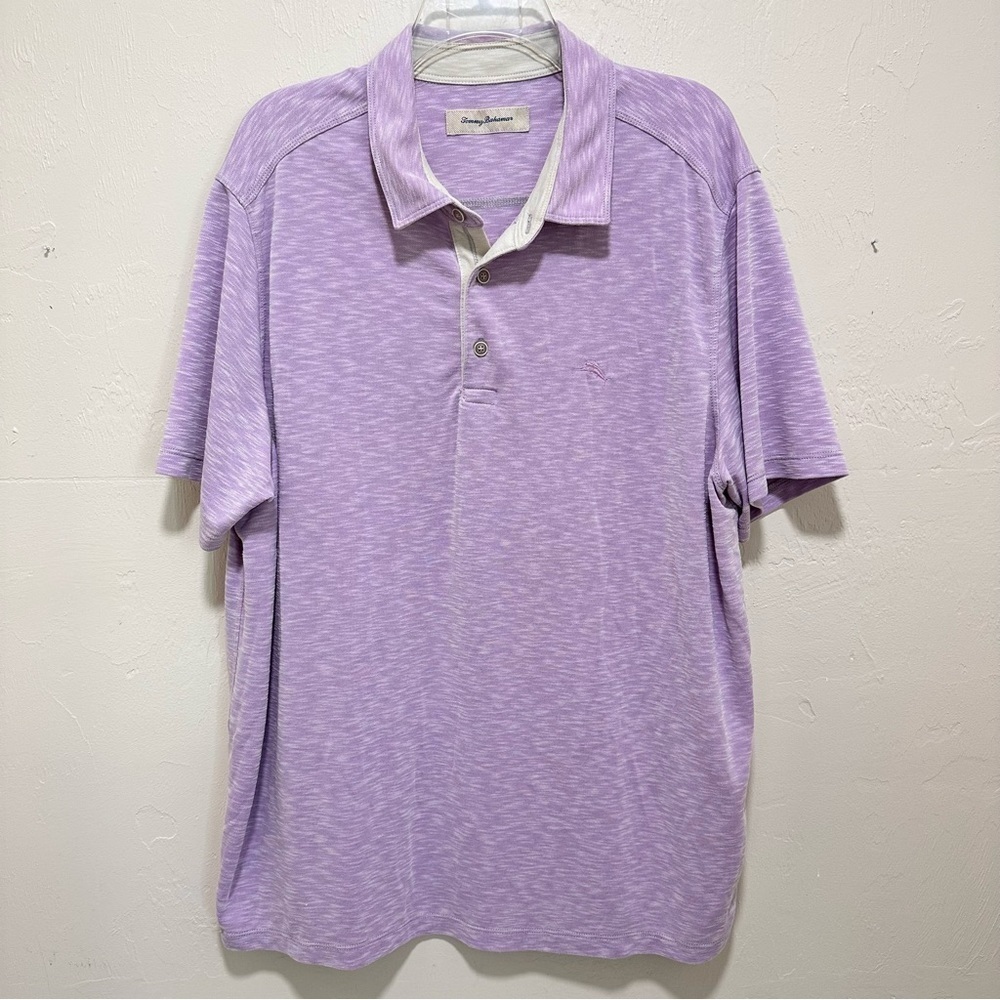 Tommy Bahama short sleeve heather Lavender golf polo shirt lightweight soft XL